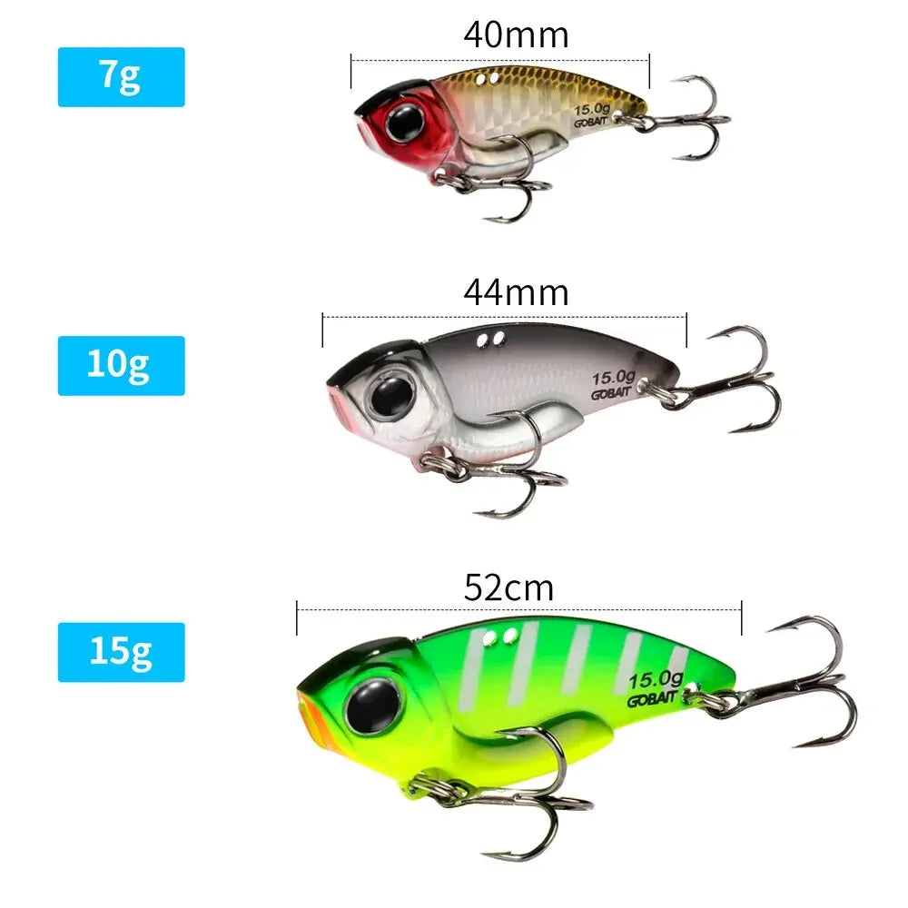 Metal Jig VIB Lure 7g 10g 15g Spoon Spinner Color Spinning Fishing Tackle Treble Hooks Swimbait Pesca Bait Spinnerbait VIBRATION - Duke's Fishing Supply