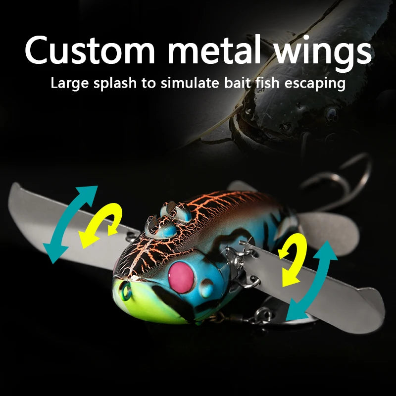 LETOYO 70mm/20g Topwater Noisy Bait Golden Cicada Propeller Popper Lure Bionic Floating Hard Baits For Bass Catfish - Duke's Fishing Supply