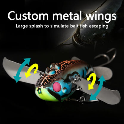 LETOYO 70mm/20g Topwater Noisy Bait Golden Cicada Propeller Popper Lure Bionic Floating Hard Baits For Bass Catfish - Duke's Fishing Supply