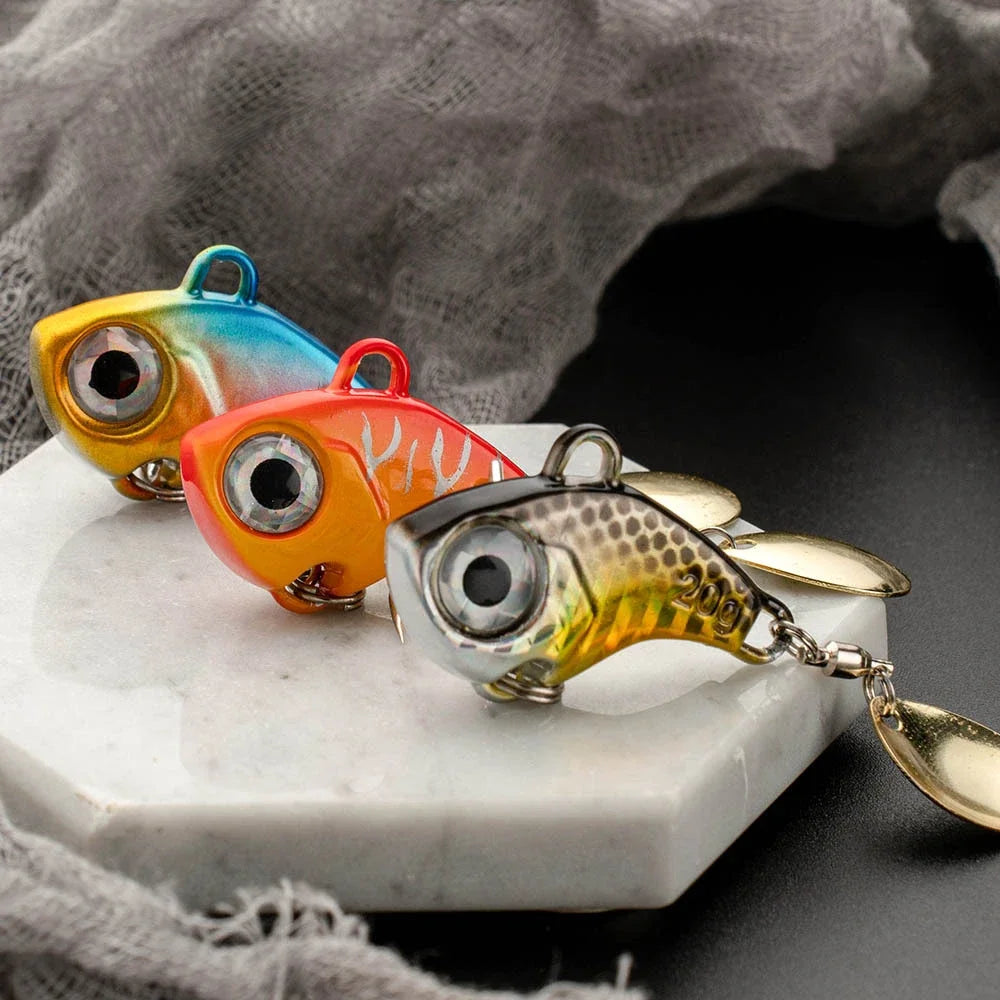 GOBAIT Spinner Bait 10g 20g 30g VIB Spoon Metal Jig Fishing Vibration Tackle Blade Pesca Rotating Spinning Lure Gear Spinnerbait - Duke's Fishing Supply