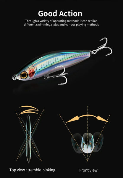 Sinking Pencil Lure 12.5g 24g Fishing Weight System Jerkbait Popper Hook Swimbait Pesca Tackle Cast Deep Minnow Silicone Bait - Duke's Fishing Supply
